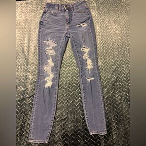 American Eagle Blue Skinny Distressed Jeans